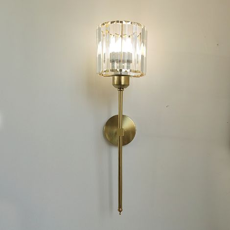 1 applique murale en cristal doré transparent, lampe de chevet simple et moderne, adaptée à la chambre à coucher, au salon, sans source de lumière (1/5)