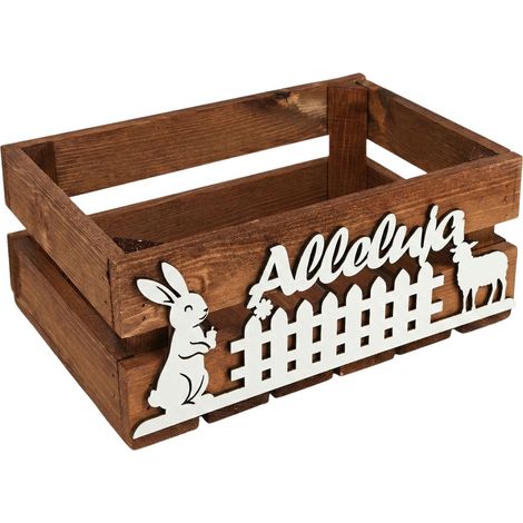 Scatola pasquale marrone "Hallelujah" con coniglietto e agnello, 30x20x12 cm (1/5)
