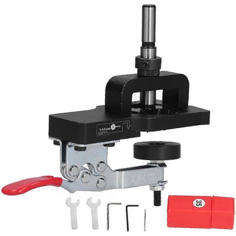 Kit de perçage pour charnières en bois, comprenant un gabarit de 8 pièces, un foret hélicoïdal et un alésoir de 35 mm. (1/5)