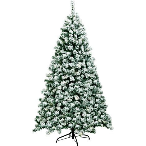 Albero di Natale artificiale 180cm con cerniera 250 luci LED Pino innevato illuminato 928 rami e base (1/4)