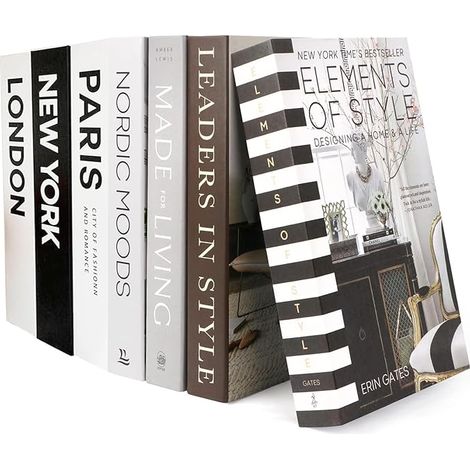 Ensemble de Livres Décoratifs, Livre Mode pour Décoration la Maison, Faux Pliables Noir et Blanc Étagère, Esthétique, Présentation (1/5)