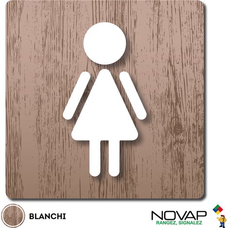 Plaque de porte Toilettes femmes - Wood Chêne blanchi 90x90mm - 4360072 (1/2)