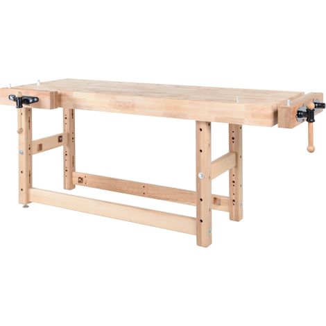 AUTRES Établi menuiserie 2000 mm - Hauteur 1100 mm - Hêtre 120 mm - Double broche (1/2)
