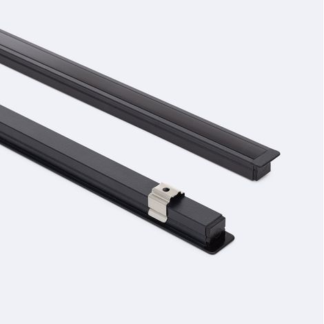 Profilo Alluminio Stretto da Incasso per Strisce LED fino a 6mm con Coperchio Continuo Nero 2 m Nero traslucido (1/4)