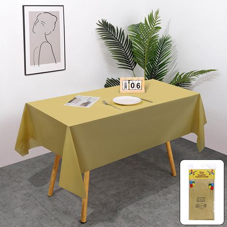 Nappe Jetable En Plastique - Rectangulaire 183 x 137 cm - Or - Pour Fêtes Mariages Anniversaires - Imperméable Facile À Nettoyer - 1 Pièce (1/5)