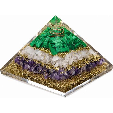 Pyramide orgonite en résine et pierres naturelles 6 cm
