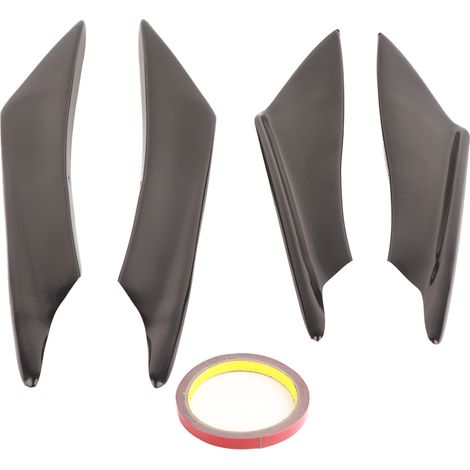 4-teiliger universeller schwarzer Frontstoßstangenspoiler, Splitterlippe mit Grilllamellen (1/5)