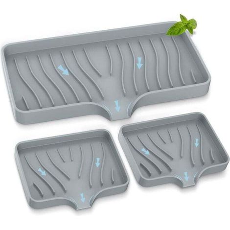 3-teiliges Spülbecken-Set, selbstentleerende Seifenschale, Silikon-Schwammhalter für die Küchenspüle, Organizer für Küchen- und Badezimmerwaschbecken