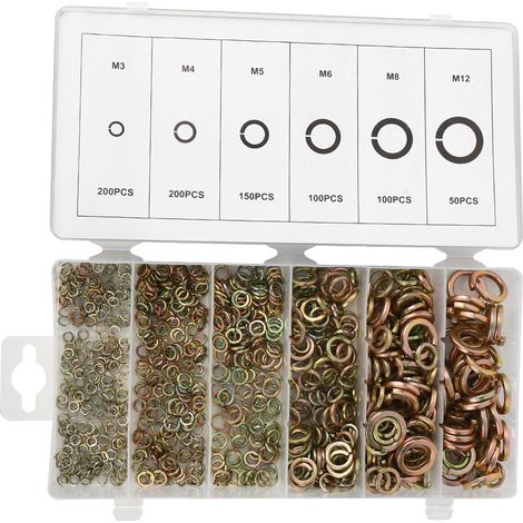 800 Stück Federscheiben, elastische Stahldichtungen, Befestigungselemente, Hardware-Zubehör mit Aufbewahrungsbox (1/5)