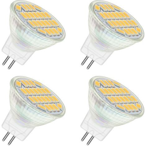 MR11 GU4 12V LED 4W Blanc Chaud 3000K, 350LM, 120° 35mm MR11 35W Halogène Équivalent, AC DC 24V 12V Spot LED Encastrable GU4 pour Meuble Cuisine Camper, non-dimmable, lot de 4 [Classe énergéti (1/4)