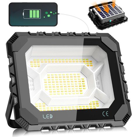 Projecteur LED Rechargeable, 100W Projecteur LED Chantier Solaire (1/5)