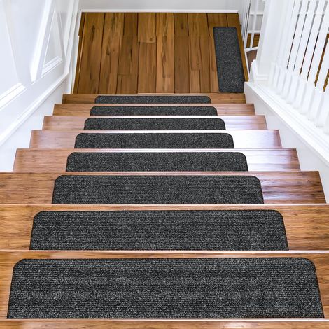 Tapis D’escalier Antidérapant Autocollant En Polyester 55x20 Cm Bandes 15 Pièces Pour Marches Intérieur Protection Et Sécurité Maison (1/5)