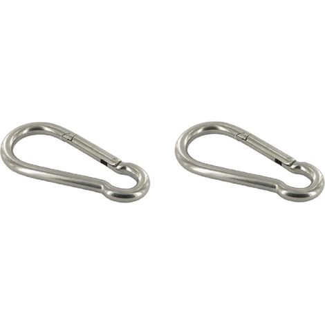 2x Mousqueton acier inoxydable Chaîne Corde Attache rapide Clip Suspendre Inox , 6 x 60mm (1/2)