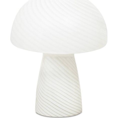 Lampe champignon en verre blanc design ambiance douce - blanc opalin texturé (1/4)