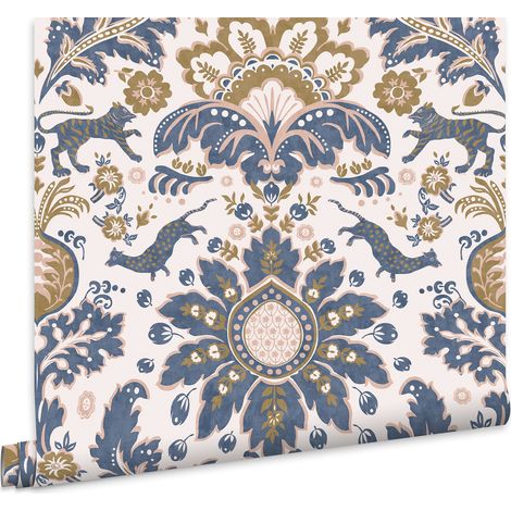 Joules Vliestapete Animal Tiere Blau 10mx52cm