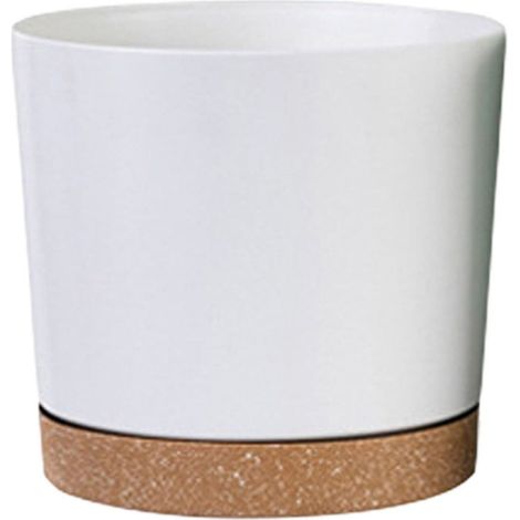 Pot À Plantes - En Plastique Recyclé Avec Trous D’Évacuation Et Soucoupe Amovible - Pour Intérieur Et Extérieur - Blanc - 20 cm De Diamètre - 1 Pièce (1/4)