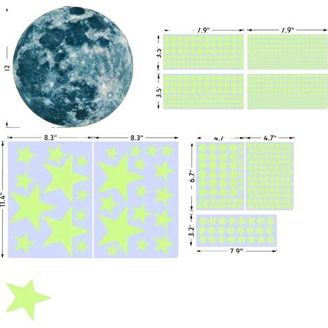 Pegatinas luminosas, diseño celestial 3D, fáciles de aplicar, luz verde-1 (1/2)