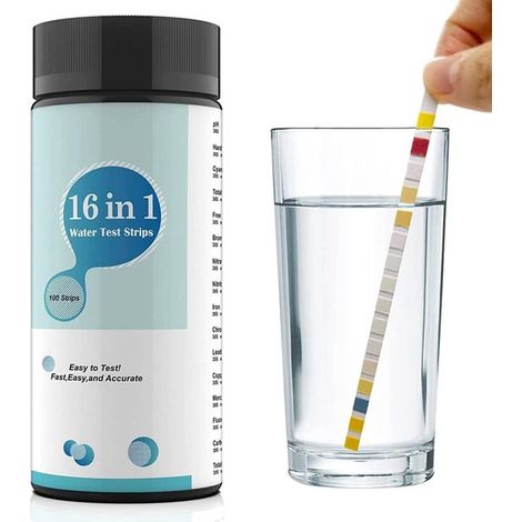 Bandelettes test piscine 16-en-1 – 100 pièces – pH et chlore – Spa, jacuzzi, eau potable – Résultats précis (1/5)
