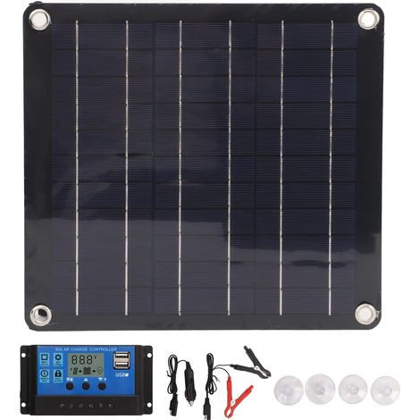 Kit De Panneau Solaire, Panneau Solaire en Silicium Polycristallin 10 W 18 V, Contrôleur De Charge Solaire 100 A, Chargeur Solaire Portable pour Maisons, Camping-Car, Bateau (1/5)
