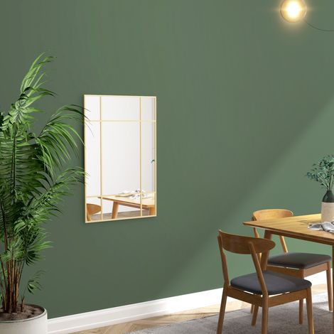 Miroir mural à cadre doré, design fenêtre, pose verticale ou horizontale, 60x90 cm. (1/5)