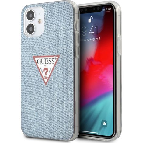 Guess GUHCP12SPCUJULLB iPhone 12 mini 5.4" custodia rigida blu/azzurra Collezione Jeans (1/5)
