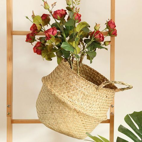 Panier en osier de jonc de mer, panier en osier, pot de fleurs, panier pliable, panier à linge sale BG (1/4)