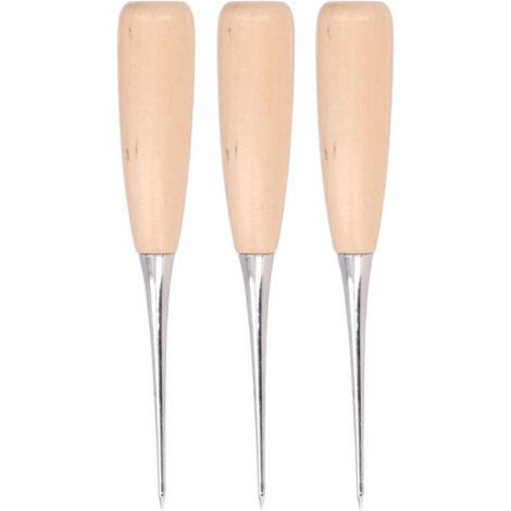 Pair 3 Pièces Alène en Cuir DIY Outil en Bois de Pin avec Pointe Acier pour Percer Cuir et Papier (1/5)