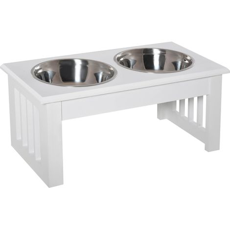 Hunde-Futterstation, rutschfest, 44 x 24 x 15cm, Weiß, 0,9L pro Napf