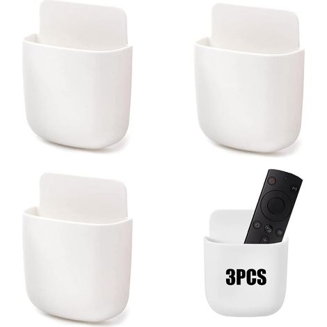 Support Telecommande Mural Boîte, Rangement pour Télécommande Auto Adhésive, Support de Telecommande Mural, pour la maison, le bureau, le téléphone portable, 3 Pièces