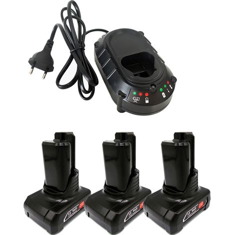 3X Akku für Bosch 12V 10,8V 4,0Ah GBA Akkupack mit GAL 12V-40 Ladegerät, Ersetz für BOSCH 1600Z0002Y 2607336027 2607336333 BAT411 BAT412 BAT412 BAT413 BAT414 BAT420 (1/5)