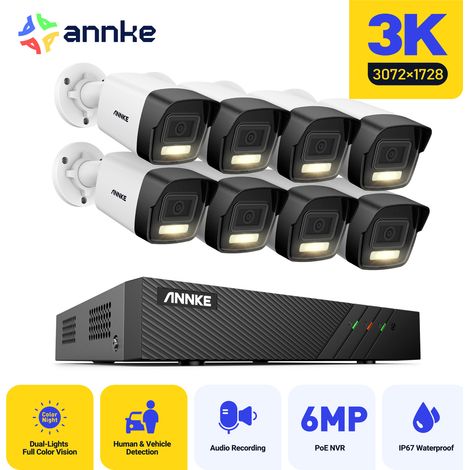 ANNKE 3K 8 Channel 8 Cameras PoE Security System, 30721728 Resolution,Color & IR Night Vision, Human & Vehicle Detection, Built-in Microphone - NO HDD (1/5)