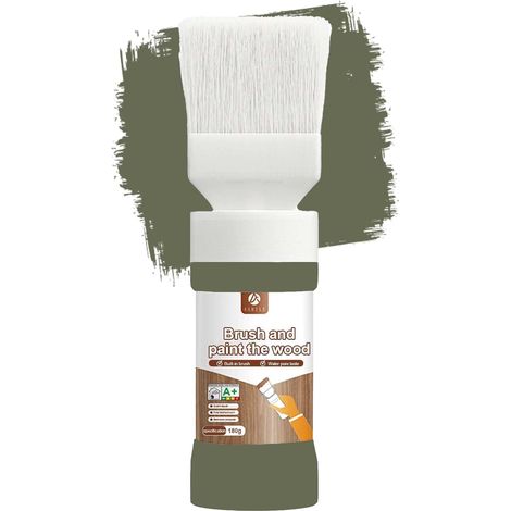 Peinture tout-en-un, 180 ml, pour armoires, portes, tables, commodes, revêtement, à base d'eau, inodore, facile à appliquer (vert olive) (1/5)