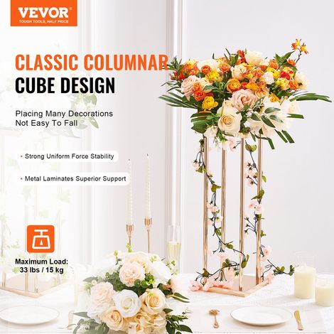 4PCS Support de Fleurs de Mariage 80 cm Porte-fleurs Métal Doré Centre de Table Mariage Vase Géométrique Stratifié Présentoir Flora… (1/5)