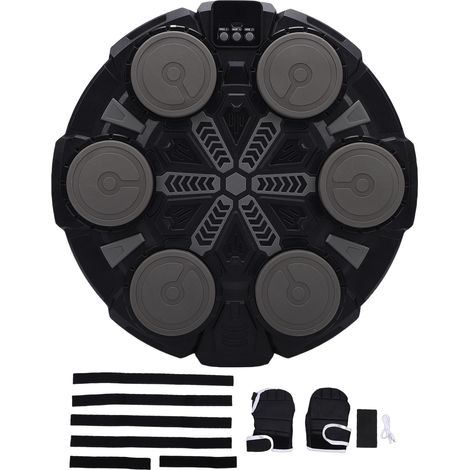 Machine de boxe musicale intelligente fixée au mur 5 vitesses Modes de rythme amusants Cible de frappe électronique Bluetooth avec lumières LED pour la maison 6 édition de charge noire (1/5)