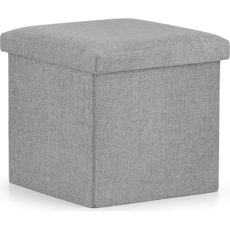 Pouf contenitore pieghevole Oskar in tessuto Oxford grigio (1/4)