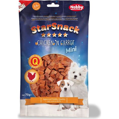 Nobby – Friandise pour chiots et petits chiens StarSnack MINI Chicken'n Carrot – 70 g, jusqu'à 67,3 % de poulet séché (1/2)