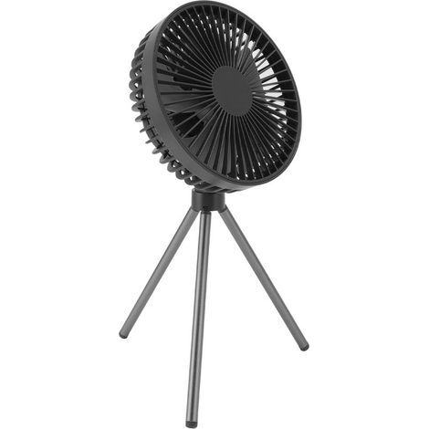 Ventilateur portable rechargeable avec minuterie et trépied flexible pour poussette, gris, idéal pour voyage extérieur (1/5)