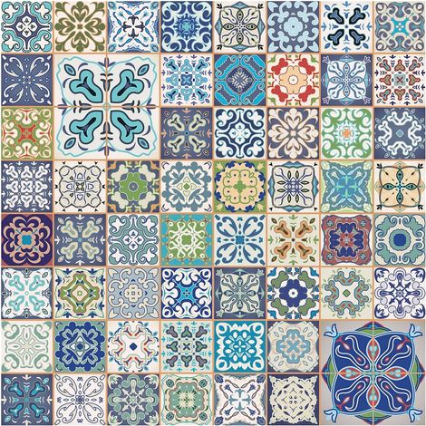 Vinyl Liana Multicolour Mosaic Tile Sticky Back Peel & Stick Self Adhesive (1/4)