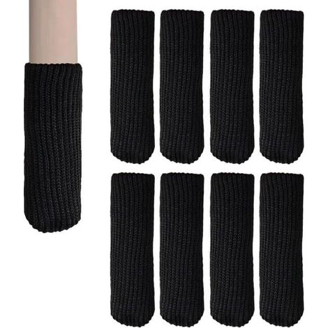 Patins de protection pour pieds de meubles, lot de 8, bord inférieur de 3,5 cm, protections pour pieds de chaise, bois dur, antidérapants, haute élasticité, protègent le carrelage, insonorisants, noir (1/5)