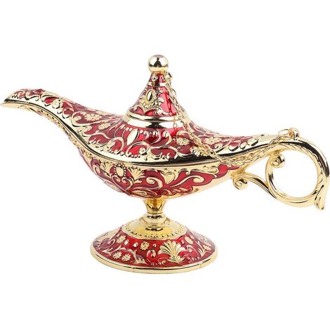 Retro-Teekanne aus Metall, dekorative Öllampe in Form eines Dschinns aus Märchenmotiven, skurriles Wohnaccessoire (1/5)