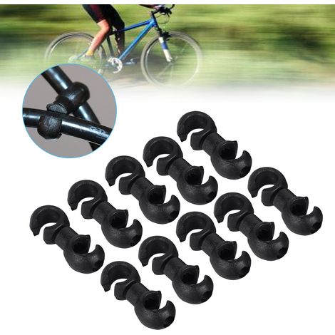 10x Attaches S pour Câbles Vélo - Fixation Câbles Freins et Changement de Vitesse (Noir) (1/2)