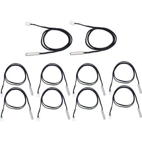 Lot de 10 sondes à capteur de température NTC thermistance transmetteur 5x25mm tête cylindrique XHB2.54 câble 500mm 20K B3950 -25 à 125°C (1/5)