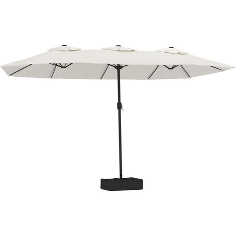 vidaXL Ombrellone a Doppia Testa con LED Bianco Sabbia 449x265 cm (1/5)
