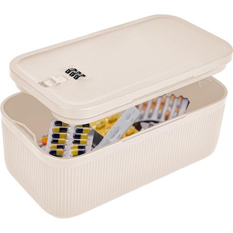 Mini coffre-fort Petite boîte verrouillable en ABS Boîte verrouillable avec serrure à combinaison à 3 chiffres pour caissette à argent, téléphone portable, objets de valeur 24x14x10cm (1/5)