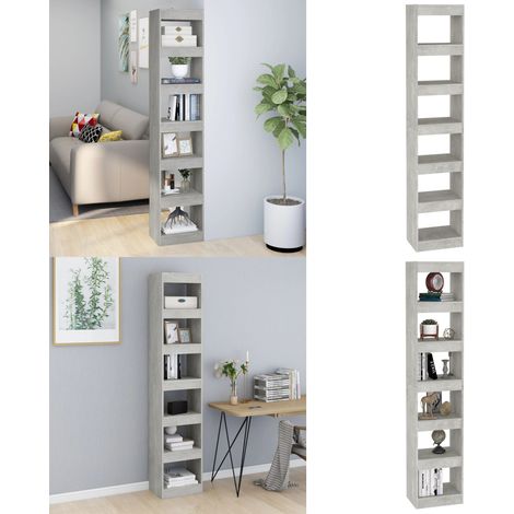 Bibliothèque/Séparateur de pièce Gris béton 40x30x198 cm - Bibliothèque - Étagère - Meuble De Rangement - Séparateur De Pièce - Bibliothèque Moderne - Home & Living (1/5)