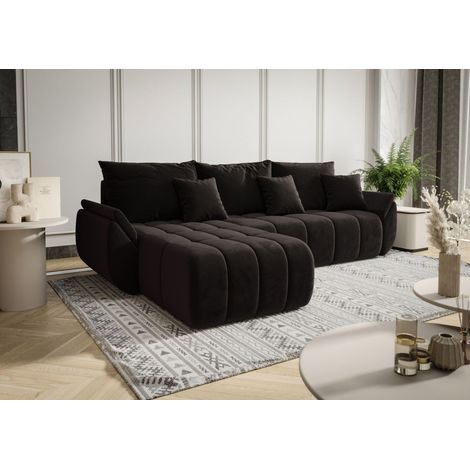 Ecksofa Schlafsofa LOUISE Stoff Monolith Dunkelgrau Ottomane Links (1/3)
