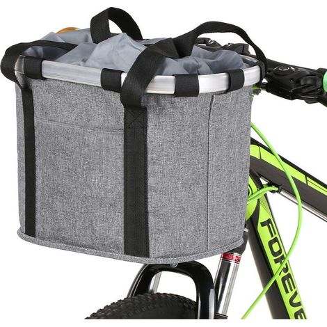 Vélo Panier Amovible Vélo Avant Pet Carrier Toile Avant Sac En Alliage D'aluminium Cadre Pet Panier (Gris 3) (1/5)