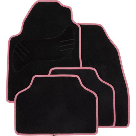 DBS - Tapis de Voiture Monaco - Universel - Ganse textile striée rouge et blanc - Antidérapant - 4 Pièces : Avant + Arrière - Tapis de sol Automobile - Haute Qualité