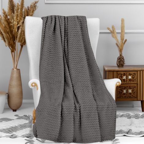 Plaid microfibre 120x160 cm COCOONING gris, par Soleil d'Ocre