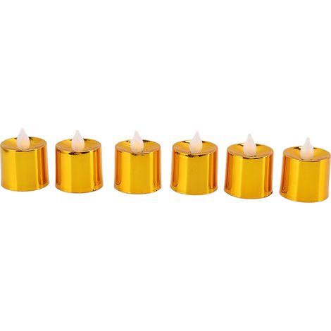 Lot de 12 bougies électroniques LED dorées à l'électro-dorure, idéales pour Noël, mariages, anniversaires et décorations d'intérieur. (1/5)